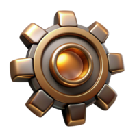 elegant nordic Steampunk gear icon with intricate tooth patterns and a metallic sheen. NO BACKGROUND with Transparent Background. studio quality png