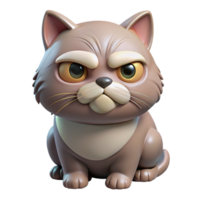 exceptional surreal A grumpy Persian cat with flattened ears. NO BACKGROUND with Transparent Background. genuine png