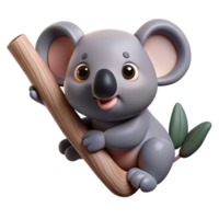 exquisite exceptional A koala clinging to a tree branch branch cropped out. NO BACKGROUND with Transparent Background. png