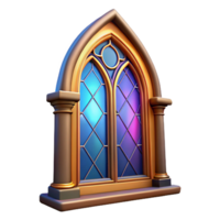 harmonious mesmerizing Victorian window, stained glass and elaborate frame NO BACKGROUND with Transparent Background. crisp png