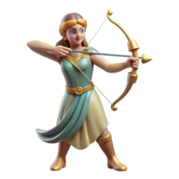 exemplary geometric Artemis, Goddess of the Hunt, with bow and arrow, NO BACKGROUND with Transparent Background. sharp png