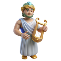 gorgeous quintessential Apollo, God of Music and Light, holding lyre, NO BACKGROUND with Transparent Background. png