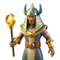 exemplary baroque Osiris, Egyptian god of the underworld, NO BACKGROUND with Transparent Background. professional png