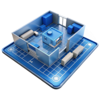 iconic artistic Architectural blueprint floor plan, NO BACKGROUND with Transparent Background. artisan png