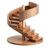 exceptional surreal Wooden stairs, spiral, NO BACKGROUND with Transparent Background. ultra HD png