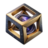 impressive contemporary Abstract Wireframe Cube Rotating in Space Cutout Element exclusive png