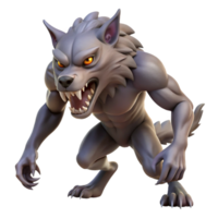 exquisite modern A snarling werewolf mid-transformation, NO BACKGROUND with Transparent Background. authentic png