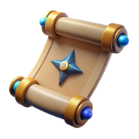 impressive romantic classic A single, ancient scroll with mystical symbols, NO BACKGROUND with Transparent Background. detailed png