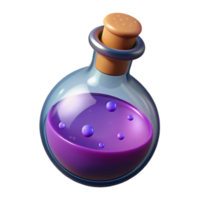 energetic majestic A single, detailed potion bottle with bubbling liquid, NO BACKGROUND with Transparent Background. gallery standard png