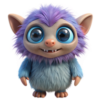 exemplary gothic A cute, furry fantasy creature with big eyes, NO BACKGROUND with Transparent Background. detailed png