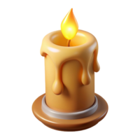 elegant renaissance A single, burning candle with dripping wax. NO BACKGROUND with Transparent Background. genuine png