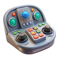 exceptional surreal Stylized spaceship cockpit control panel with illuminated buttons. NO BACKGROUND with Transparent Background. detailed png