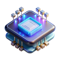 fascinating signature A futuristic data chip with glowing circuits. NO BACKGROUND with Transparent Background. png