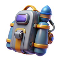 extraordinary modern A futuristic backpack with integrated jetpack thrusters. NO BACKGROUND with Transparent Background. fine detail png