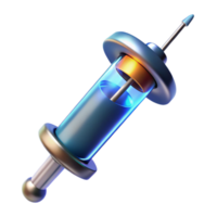 elegant distinctive A futuristic syringe filled with glowing liquid. NO BACKGROUND with Transparent Background. png