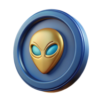 ethereal captivating A single, intricately designed alien coin. NO BACKGROUND with Transparent Background. detailed png
