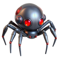 exceptional creative A robotic spider with glowing red eyes. NO BACKGROUND with Transparent Background. handcrafted png