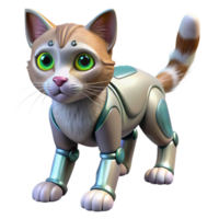 inspired creative A robotic cat with realistic fur and movements. NO BACKGROUND with Transparent Background. handcrafted png