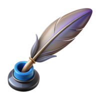 dynamic majestic A single, detailed feather pen with ink dripping from the nib. NO BACKGROUND with Transparent Background. masterfully captured png