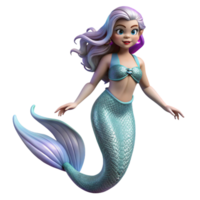 harmonious beautiful A beautiful mermaid with shimmering scales and flowing hair. NO BACKGROUND with Transparent Background. expertly shot png