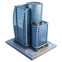 exemplary surreal Modern skyscraper, glass and steel, detailed architectural rendering. NO BACKGROUND with Transparent Background. flawless png