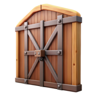 gorgeous playful artistic Barn door, sliding hardware, rustic wood planks. NO BACKGROUND with Transparent Background. authentic png