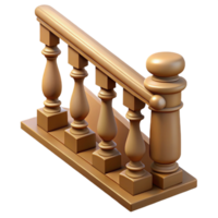 iconic modern Baluster, staircase railing, turned wood. NO BACKGROUND with Transparent Background. high quality png