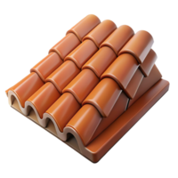 gorgeous energetic retro Contemporary roof tile, clay, textured surface. NO BACKGROUND with Transparent Background. high resolution png