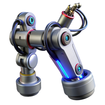 encantador inspirado cyberpunk robótico braço com intrincado fiação, não fundo com transparente fundo. png