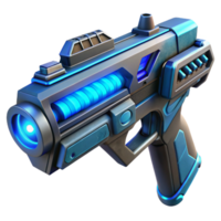glorious dreamy abstract Futuristic energy rifle with glowing blue accents, NO BACKGROUND with Transparent Background. masterfully captured png