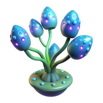 requintado Eterno estrangeiro plantar com bioluminescente flores, não fundo com transparente fundo. png