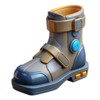 exemplary urban Futuristic soldier's boot with magnetic soles, NO BACKGROUND with Transparent Background. authentic png
