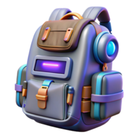 gorgeous minimalist Cyberpunk backpack with integrated computer system, NO BACKGROUND with Transparent Background. crisp png