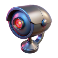 ethereal beautiful Futuristic security camera with glowing red lens, NO BACKGROUND with Transparent Background. expertly shot png