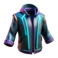 enchanting distinctive Cyberpunk clothing with glowing fiber optics, NO BACKGROUND with Transparent Background. png