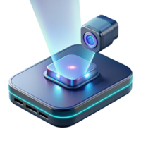 enchanting quintessential Futuristic smart phone with holographic projector, NO BACKGROUND with Transparent Background. png