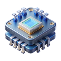 harmonious vibrant Advanced quantum computer processor with intricate circuitry, NO BACKGROUND with Transparent Background. refined png