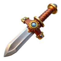 elegant rare Steampunk sword with a serrated blade and a brass hilt. NO BACKGROUND with Transparent Background. png