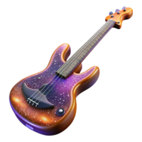elegant modern Bass Guitar Isolated with Four Strings and Long Neck premium png