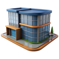 exemplary nordic CAD rendering of a modern office building NO BACKGROUND with Transparent Background. authentic png