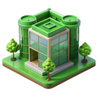ethereal sumptuous 3D model of a sustainable green building NO BACKGROUND with Transparent Background. original png