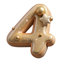 beautiful creative Beige Decorative Font Number 4 Cutout professional png
