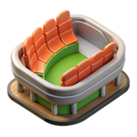 gorgeous retro 3D model of a stadium seating section NO BACKGROUND with Transparent Background. masterfully captured png
