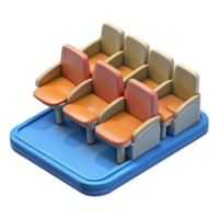 fascinating standout 3D model of a stadium seating section NO BACKGROUND with Transparent Background. png