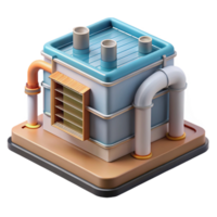 enchanting peaceful geometric CAD rendering of a geothermal heat pump NO BACKGROUND with Transparent Background. masterfully captured png