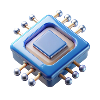 glorious surreal Microchip with intricate circuitry NO BACKGROUND with Transparent Background. 8K png