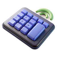 elegante apaixonado impressionista sem fio teclado com numérico teclado não fundo com transparente fundo. afiado png