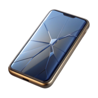 impressive exemplary Broken smartphone screen close-up NO BACKGROUND with Transparent Background. png