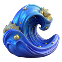 wonderful artistic Blue Ocean Wave Fractal Design Isolated detailed png