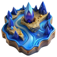 wonderful artistic Blue River Delta Fractal with Transparent Background authentic png